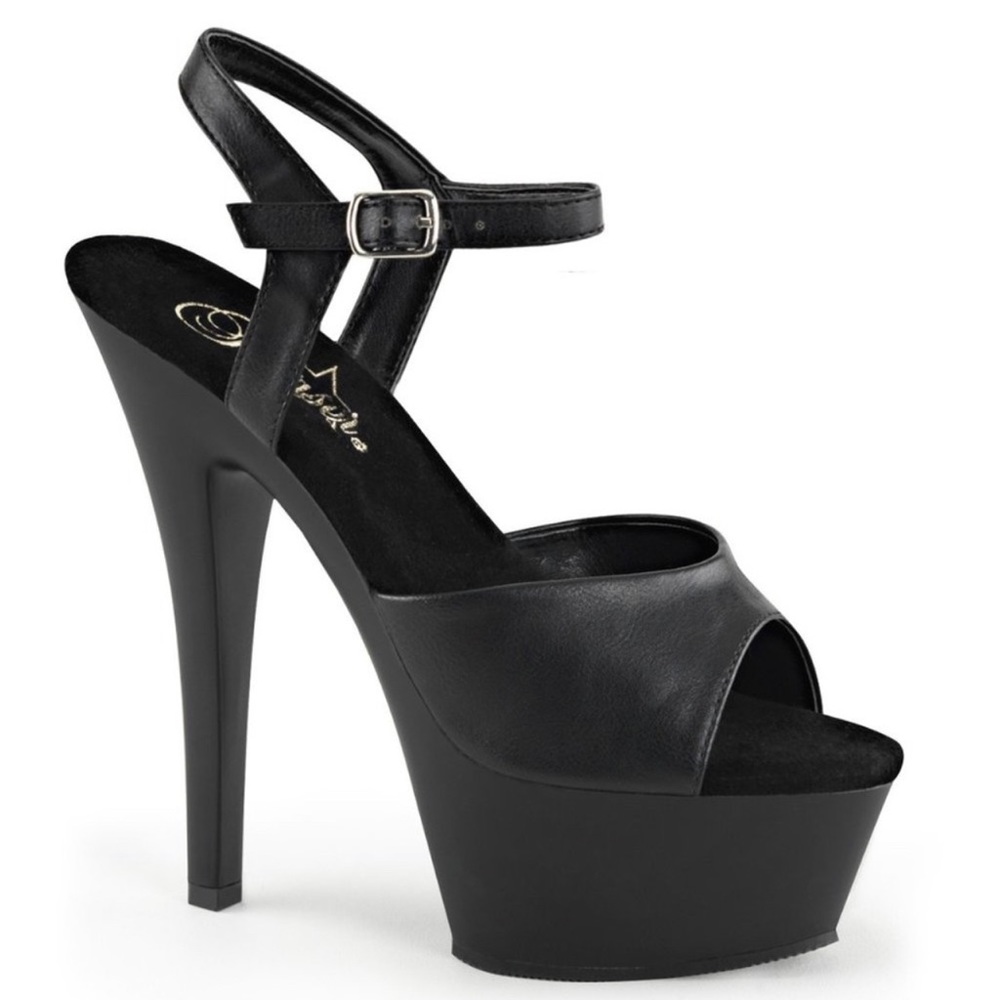 Pleaser Kiss Black Platform Heels 209